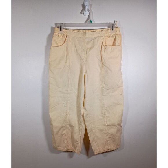 Cathy Daniels Elastic Waist Pockets Butter Yellow Cotton Capri Pants Size XL - Picture 5 of 6
